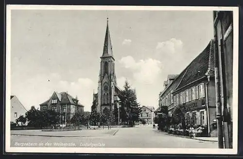 AK Bergzabern an der Weinstrasse, Ludwigsplatz mit Kirche