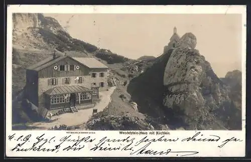 AK Bayrischzell, Wendelstein-Haus, Berghütte mit Kirchlein