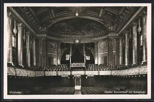 AK Wiesbaden, Kurhaus, Grosser Konzertsaal mit Kaiserloge, Innenansicht