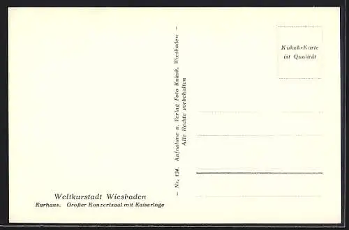 AK Wiesbaden, Kurhaus, Grosser Konzertsaal mit Kaiserloge, Innenansicht