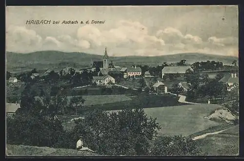 AK Haibach bei Aschach a. d. Donau, Ortsansicht mit zentraler Kirche