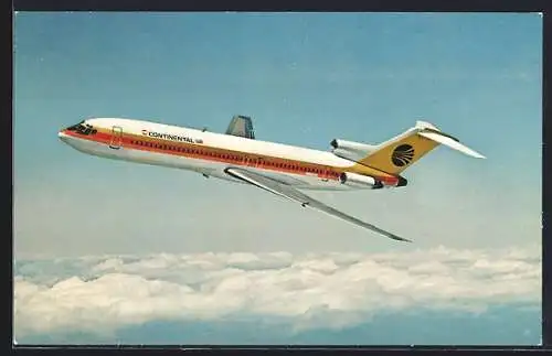 AK Passagierflugzeug des Types Continental 727 Trijet über den Wolken