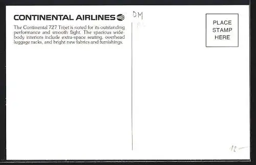 AK Passagierflugzeug des Types Continental 727 Trijet über den Wolken