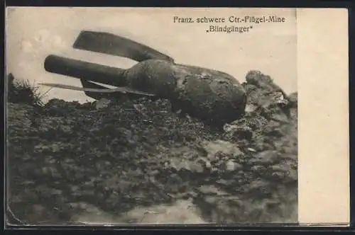 AK Französische schwere Ctr.-Flügel-Mine Blindgänger, Munition