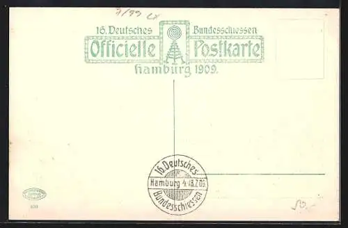 AK Hamburg, 16. Deutsches Bundesschiessen 1909, Festhalle mit Vorplatz