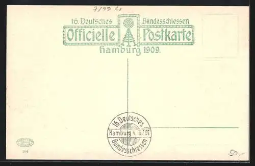 AK Hamburg, 16. Deutsches Bundesschiessen 1909, Weinlokal von Chr. Bauer