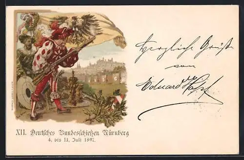 Künstler-AK Paul Ritter: Nürnberg, XII. Deutsches Bundesschiessen 1897