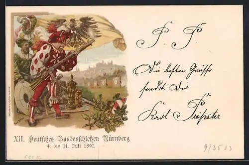 Künstler-AK Paul Ritter: Nürnberg, XII. Deutsches Bundesschiessen 1897