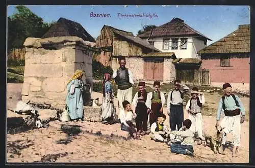 AK Bosnien, Türkenviertel-Idyll mit Kindern