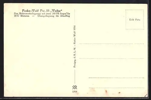 AK Flugzeug Focke-Wulf Fw. 58 Weihe