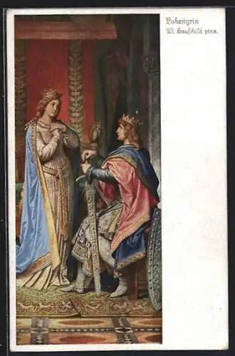 Künstler-AK W. Hauschild: Parsival, Lohengrin, Karte-Nr. 4482, Das Schwert des Prinzen