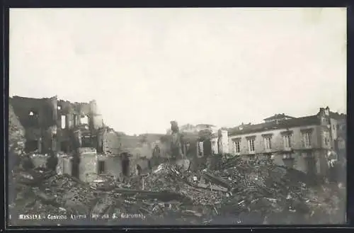 Foto-AK Messina, Convitto Aversa nach dem Erdbeben