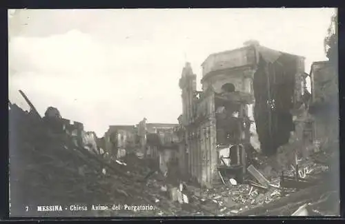 Foto-AK Messina, Chiesa Anime del Purgatirio, Zerstörung nach dem Erdbeben