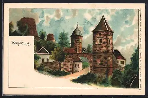 Künstler-AK Kropsburg, Burgruine Kropsburg