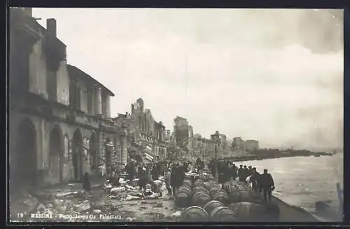 Foto-AK Messina, Uferpromenade nach dem Erdbeben