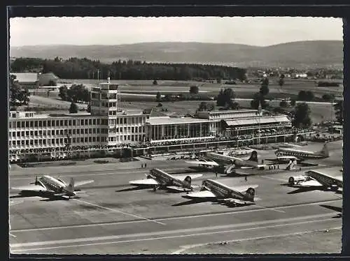 AK Zürich, Flughafen Zürich-Kloten aus der Vogelschau