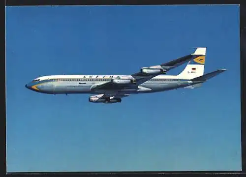 AK Flugzeug Boeing-Jet 707 Intercontinental der Lufthansa am Himmel