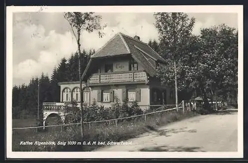 AK Saig, Strassenpartie mit Gaststätte Café Alpenblick