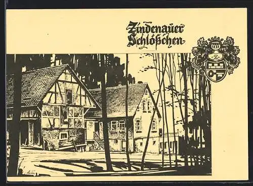 Künstler-AK Fischbachtal-Steinau, Wald-Cafe - Restaurant Zindenauer Schlösschen