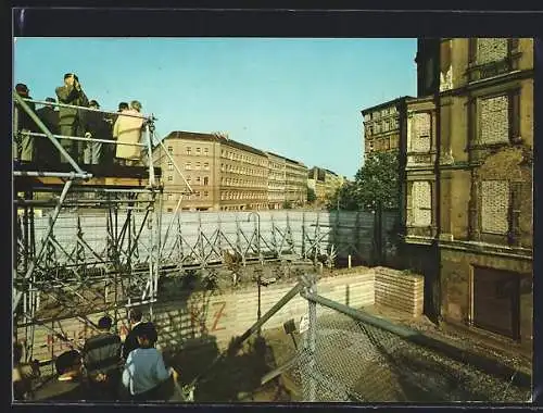 AK Berlin, Aussichtsplattform an der Bernauer Strasse, Berliner Mauer