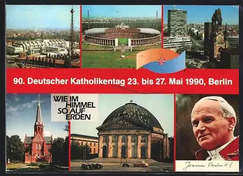 AK Berlin, 90. Deutscher Katholikentag 1990, Papst Johannes Paul II.