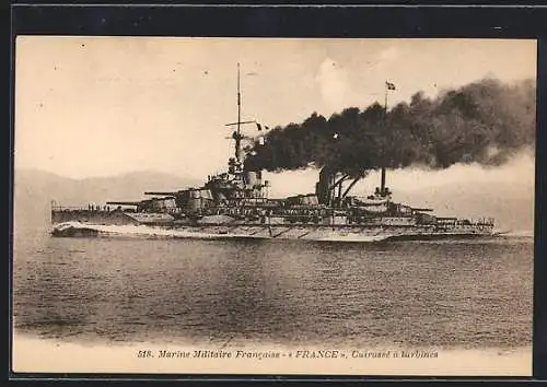 AK Cuirassé á turbines France, Marine Militaire Francaise, Kriegsschiff