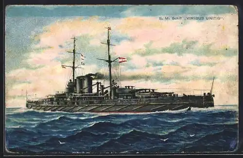 AK Kriegsschiff SMS Viribus Unitis auf hoher See