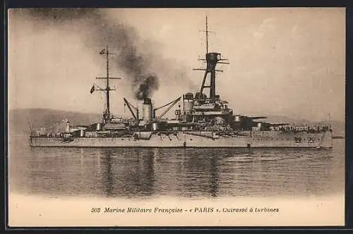 AK Cuirassé à turbines Paris, Marine Militaire Francaise, Kriegsschiff