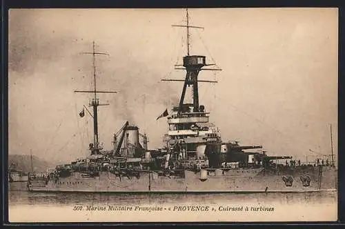 AK Cuirassé à turbines Provence, Marine Militaire Francaise, Kriegsschiff