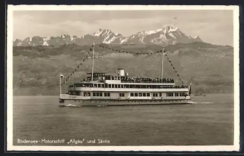 AK Bodensee-Motorschiff Allgäu gegen den Säntis