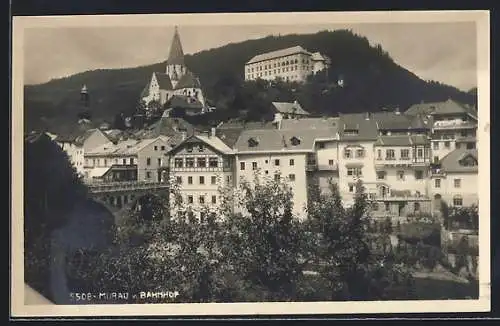 AK Murau /Stmk., Teilansicht mit Kirche vom Bahnhof aus