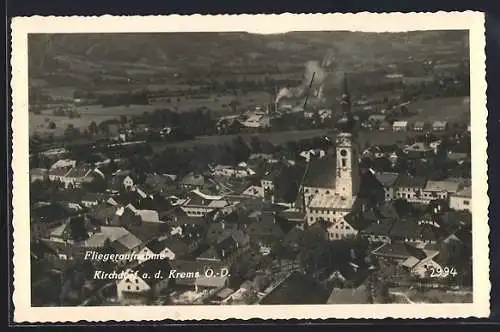 AK Kirchdorf an der Krems, Fliegeraufnahme der Kirche mit Umgebung