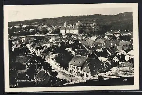 AK Eisenstadt /Burgenland, Teilansicht mit Schloss und Strassenpartie