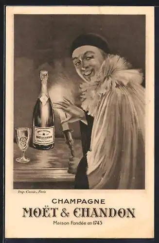 AK Werbung für den Wein Champagne Moet & Chandon, Maison Fondee en 1743