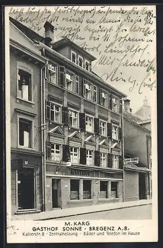 AK Bregenz, Gasthof Sonne v. M. Karg in der Kaiserstr. 8