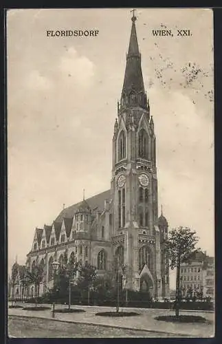 AK Wien, Floridsdorf, Kirche z. hl. Leopold, Leopoldsplatz