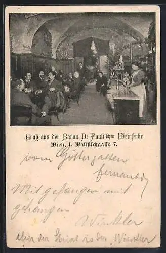 AK Wien, Restaurant Baron di Pauli`sche Weinstube, Walfischgasse 7, Innenansicht