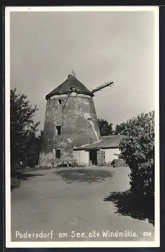 AK Podersdorf am See, Alte Windmühle im Sonnenschein