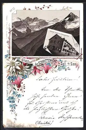 Lithographie Zell a. See, Hotel Schmittenhöhe