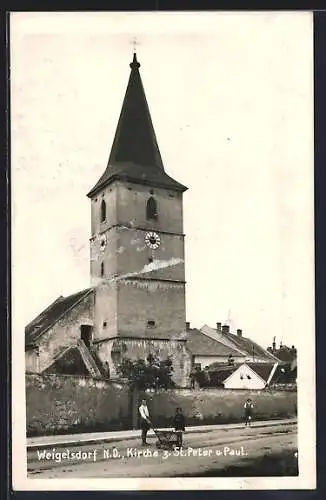 AK Weigelsdorf /N.-Ö., Kirche z. St. Peter und Paul mit Kindern