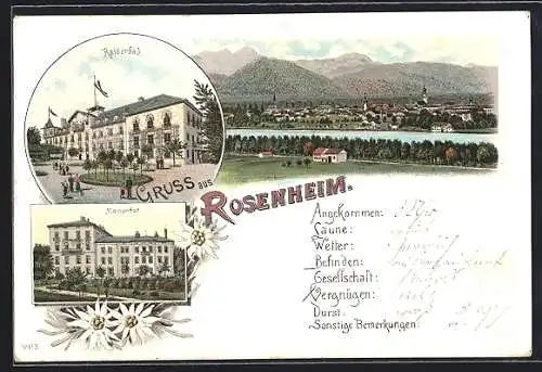 Lithographie Rosenheim, Hotel Kaiserbad, Marienbad, Teilansicht