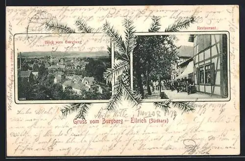 AK Ellrich /Südharz, Gasthaus Burgberg, Blick vom Burgberg