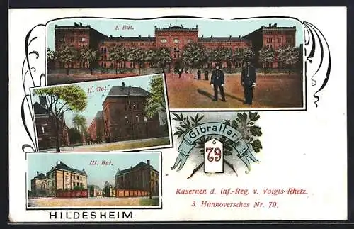 AK Hildesheim, Kasernen d. Inf.-Reg. v. Voigts-Rhetz 3. Hannoversches Nr. 79 Gibraltar