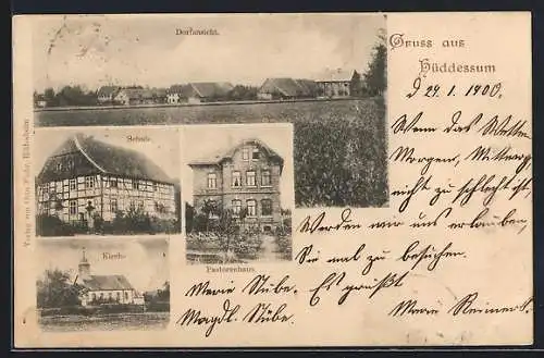 AK Hüddessum, Totalansicht, Schule, Pastorenhaus