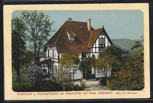 AK Hessisch Oldendorf, Restaurant zur Hasenheide von O. Uhmeyer