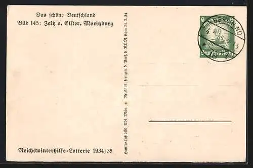 AK Zeitz a. Elster, Moritzburg, Fliegeraufnahme, Ganzsache WHW Winterhilfswerk 1934 /35