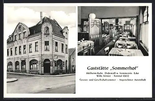 AK Mülheim / Ruhr, Gasthaus Sommerhof, Dickswall Ecke Sommerstrasse