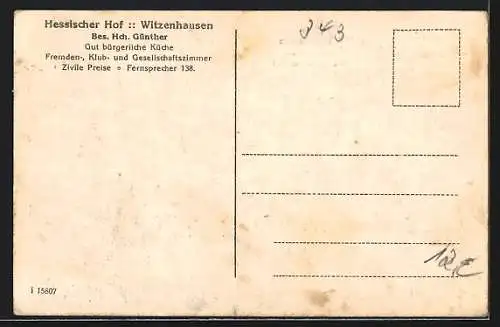 AK Witzenhausen, Hessischer Hof, Bes. Hch. Günther, Brückenstrasse