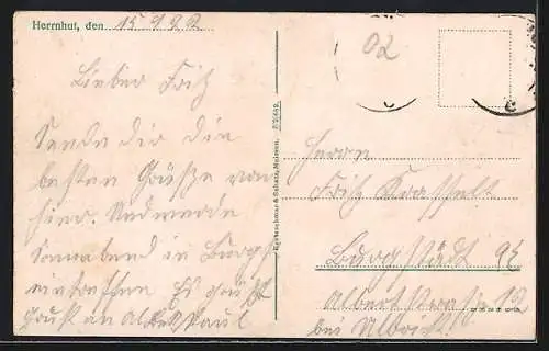 AK Herrnhut, Löbauer Strasse mit Geschäfthaus, Schild Dapolin