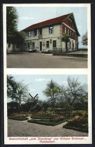 AK Huddestorf, Gasthof zum Jägerkrug mit Garten